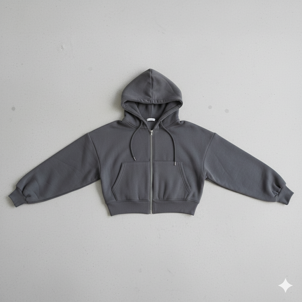 Kurz geschnittener Damen Hoodie mit Reißverschluss