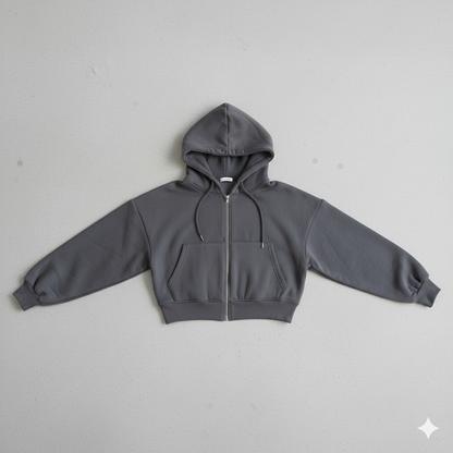 Kurz geschnittener Damen Hoodie mit Reißverschluss