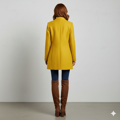 Damen Wollmantel mit Stehkragen | Schmaler Schnitt & Elegant | Herbst/Winter