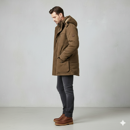 Warmer Herren Wintermantel mit Kapuze | Dick & Funktional