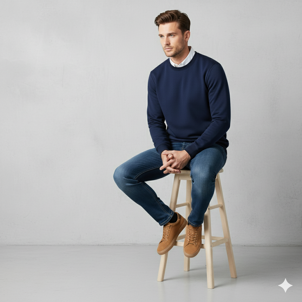 Herren Sweatshirt mit Rundhalsausschnitt