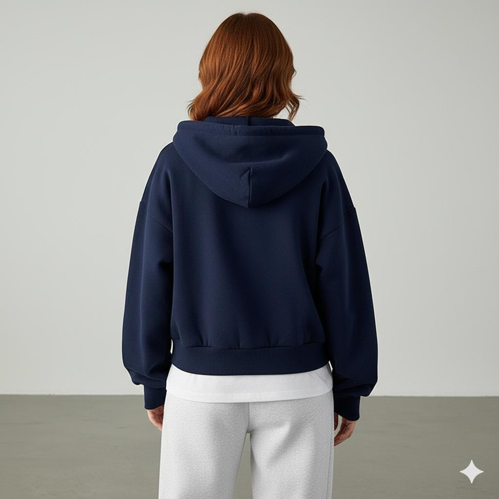 Kurz geschnittener Damen Hoodie mit Reißverschluss