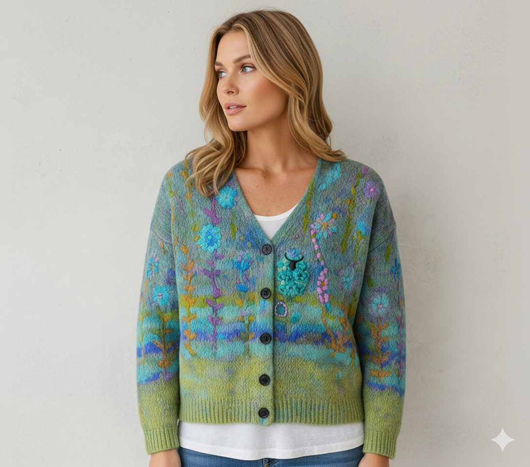 Damen Strickjacke mit abstraktem Print | Herbst/Winter | Stylisch