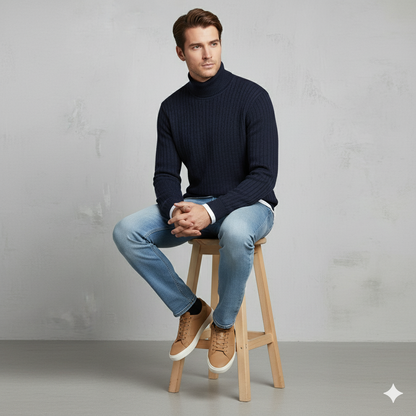 Feiner Herren Strickpullover mit Rollkragen