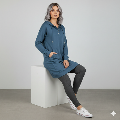 Lässiges Damen Hoodie mit Knopfleist