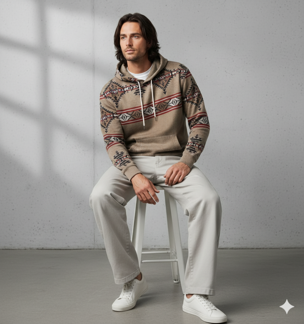 Herren Hoodie mit Muster | Lässig & Warm | Herbst/Winter