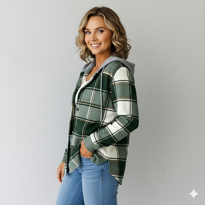 Gemusterte Damen Wolljacke mit Kapuze | Herbst & Winter | Lässig