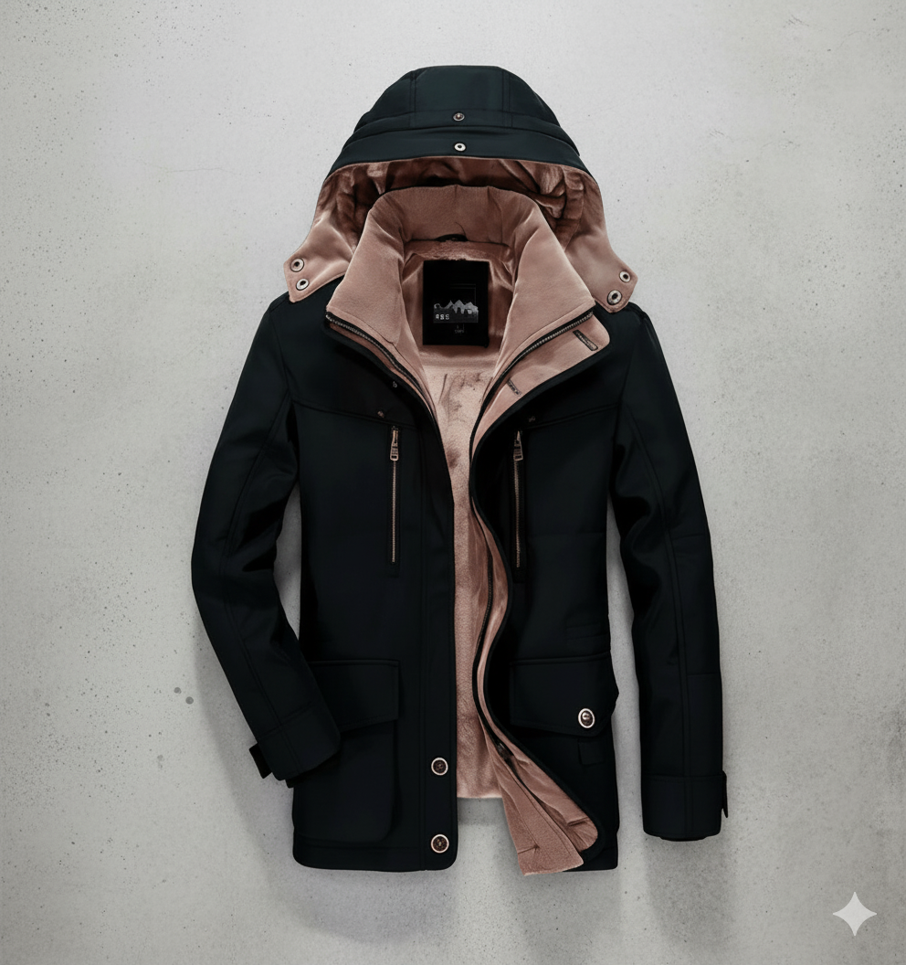 Warmer Herren Wintermantel mit Kapuze | Dick & Funktional