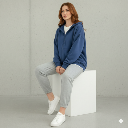 Kurz geschnittener Damen Hoodie mit Reißverschluss