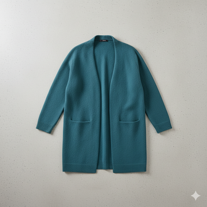 Langer Damen Strickjacke mit Taschen | Herbst & Winter | Elegant