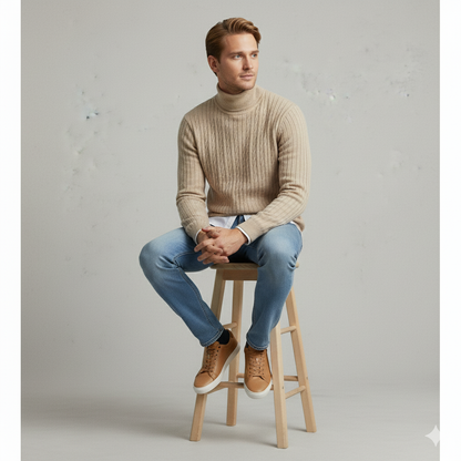 Feiner Herren Strickpullover mit Rollkragen