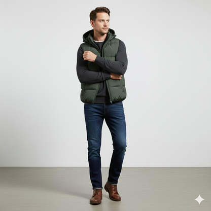 Herren Steppweste mit Kapuze | Warm & Bequem | Herbst/Winter
