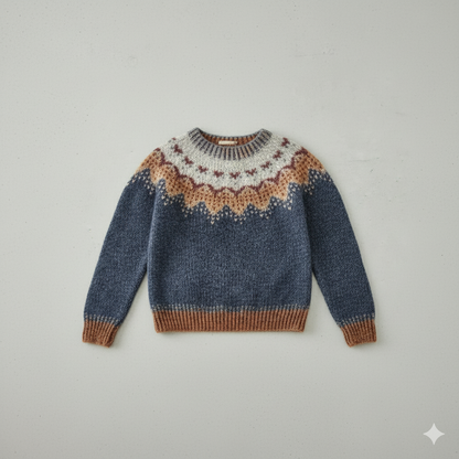 Damen Strickpullover mit Rundhals | Winter | Norweger-Muster