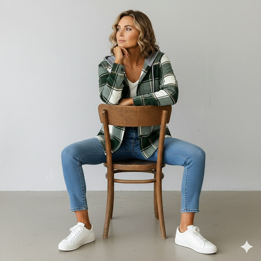 Gemusterte Damen Wolljacke mit Kapuze | Herbst & Winter | Lässig