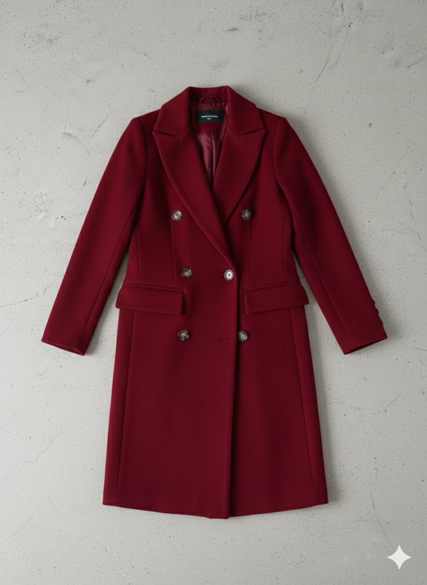 Damen Mantel mit Reverskragen | Doppelreihig & Elegant | Herbst/Winter