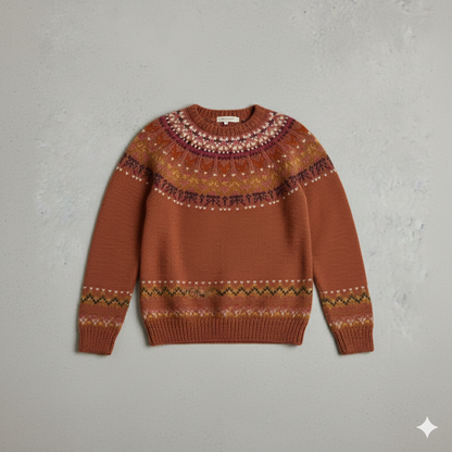 Damen Strickpullover mit Rundhals | Winter | Norweger-Muster