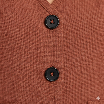 Damen Leinen Jumpsuit ärmellos | Herbst Elegant mit Knopfleiste