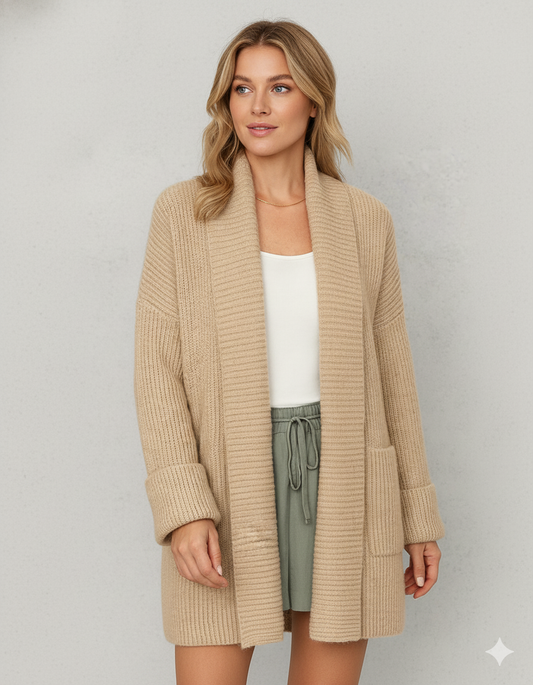 Damen Strickjacke mit Reverskragen | Warm & Lässig Winter