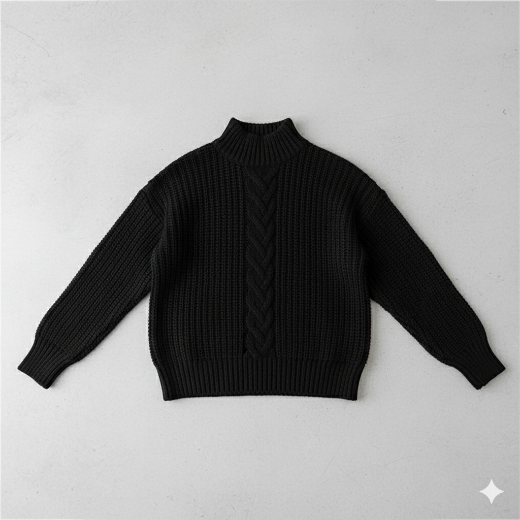 Damen Strickpullover mit Zopfmuster | Warm & Hochgeschlossen | Winter