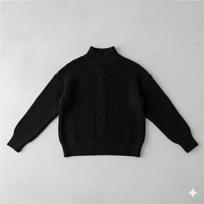 Damen Strickpullover mit Zopfmuster | Warm & Hochgeschlossen | Winter