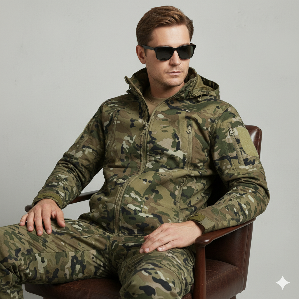Herren Outdoor Taktikanzug mit Kapuze | Wasserabweisend & Winter