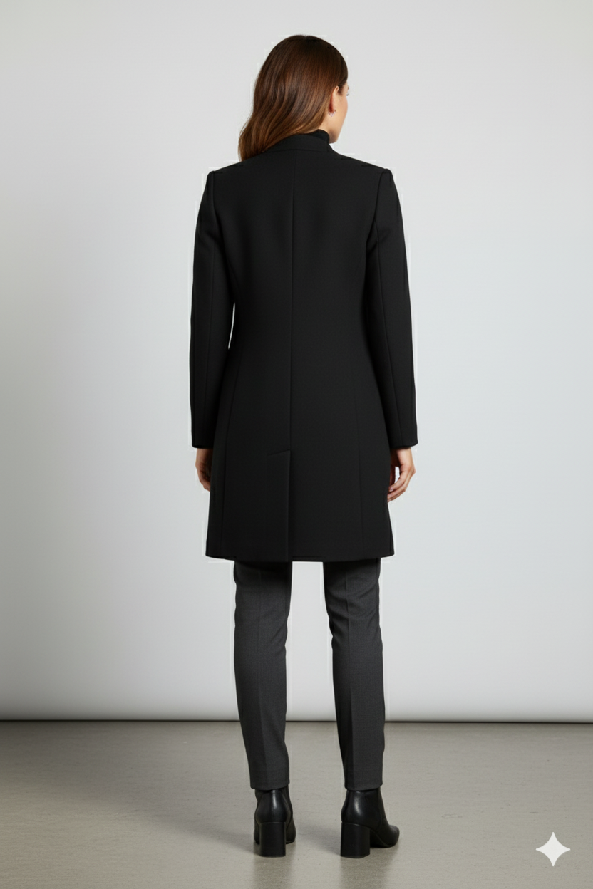 Damen Wollmantel mit Stehkragen | Schmaler Schnitt & Elegant | Herbst/Winter
