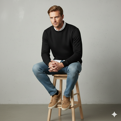 Herren Sweatshirt mit Rundhalsausschnitt