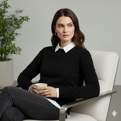 Kuscheliger Damen Strickpullover mit Rundhalsausschnitt | Winter | Elegant