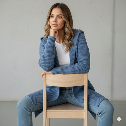 Damen Strickjacke mit Kapuze | Locker & Warm für Herbst Winter