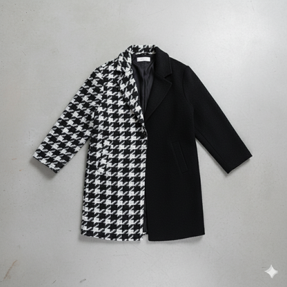 Damen Wollmantel mit Karomuster | Oversize & Warm | Winter