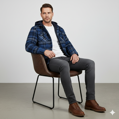 Gepolsterte Herrenjacke mit Karomuster | Warm & Casual Winter