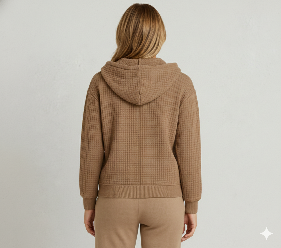 Leichter Damen Kapuzen Strickjacke mit Reißverschluss | Übergang