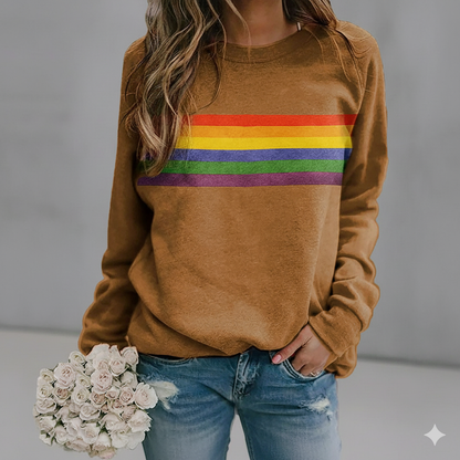 Damen Pullover mit Rundhalsausschnitt | Gestreift & Freizeit