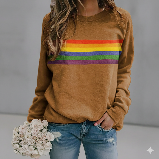 Damen Pullover mit Rundhalsausschnitt | Gestreift & Freizeit