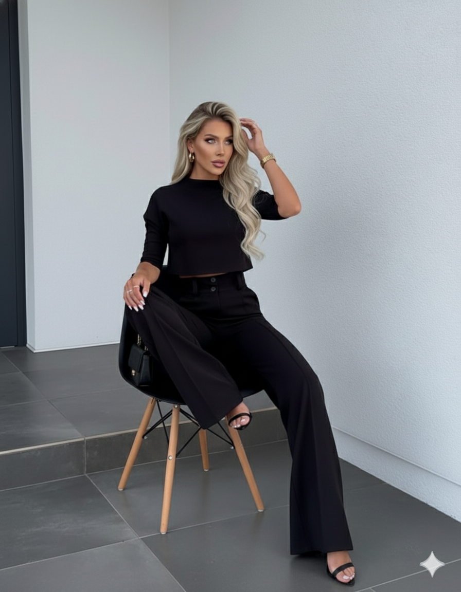 Kurzes Oberteil & High Waist Hose | Weit & Elegant