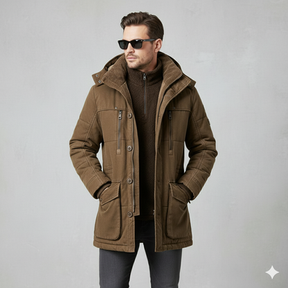 Warmer Herren Wintermantel mit Kapuze | Dick & Funktional