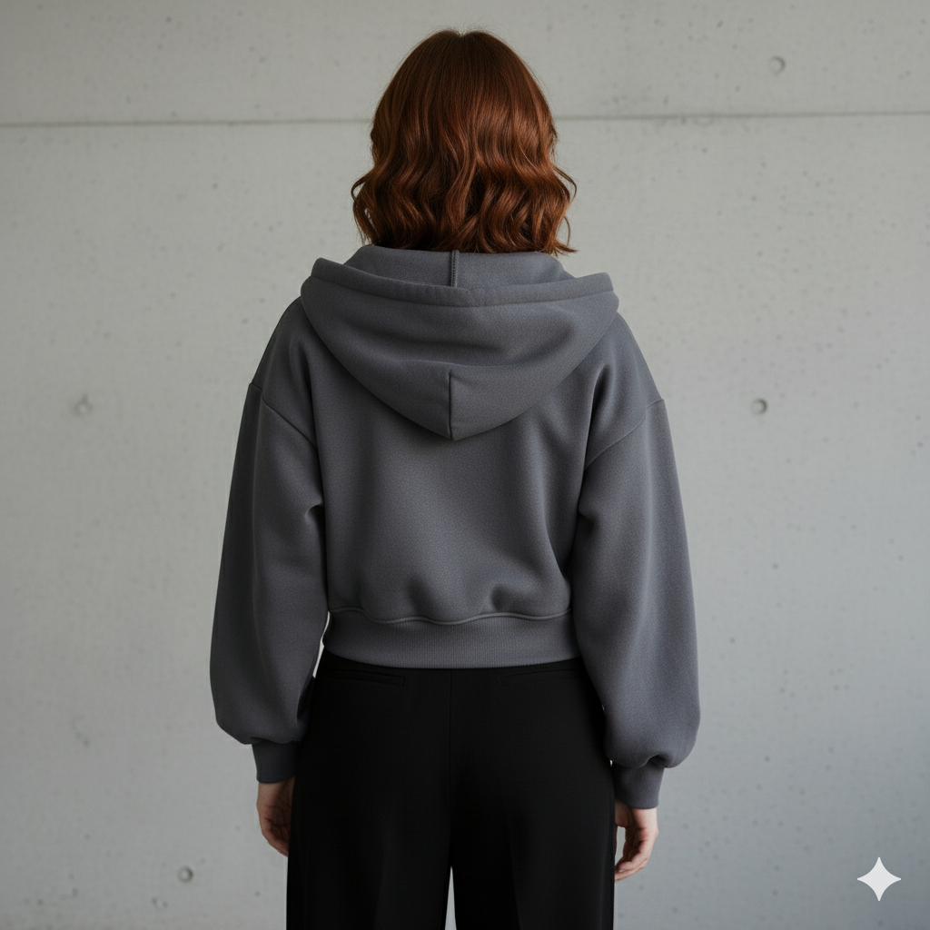 Kurz geschnittener Damen Hoodie mit Reißverschluss