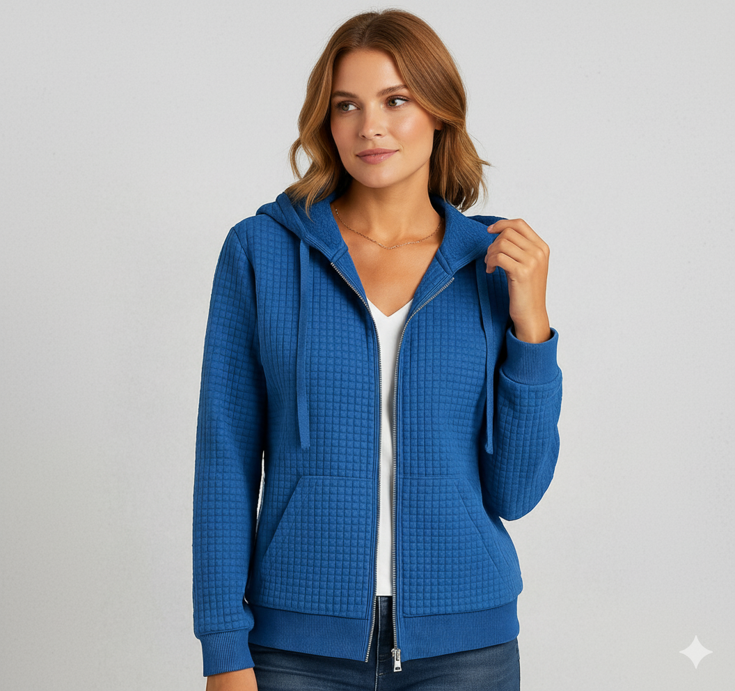 Leichter Damen Kapuzen Strickjacke mit Reißverschluss | Übergang