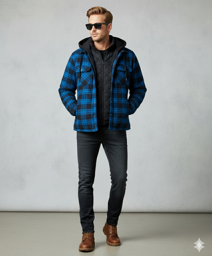 Gepolsterte Herrenjacke mit Karomuster | Warm & Casual Winter