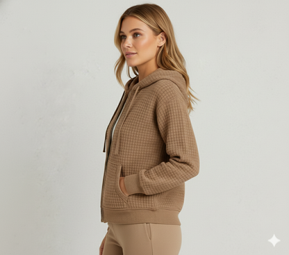 Leichter Damen Kapuzen Strickjacke mit Reißverschluss | Übergang