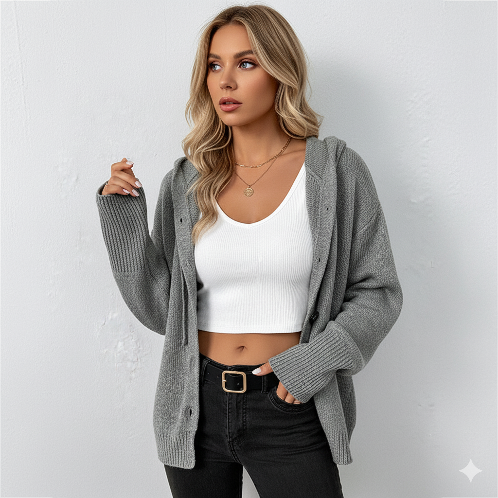 Lässiger Damen Strickjacke mit Knopfleiste | Herbst Winter