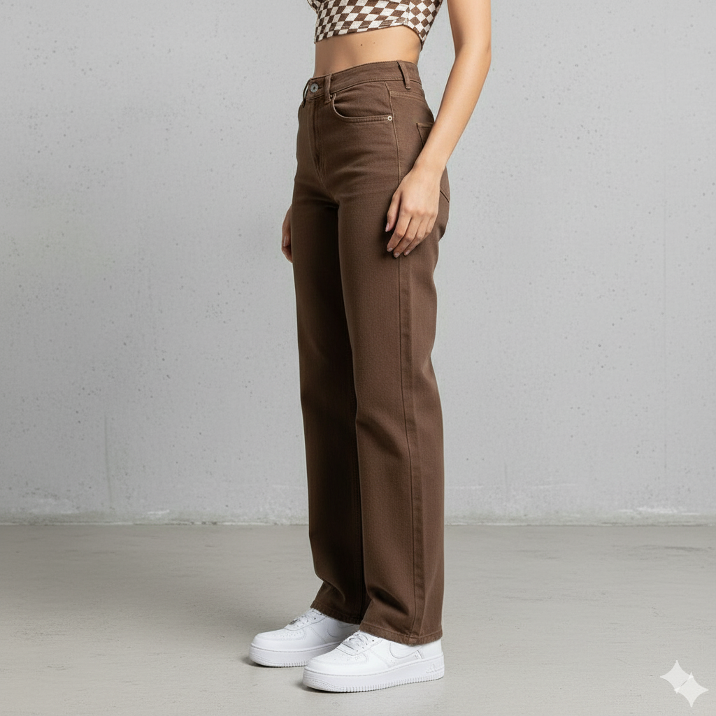 Damenjeans Braun | Retro Straight Fit & Bequem