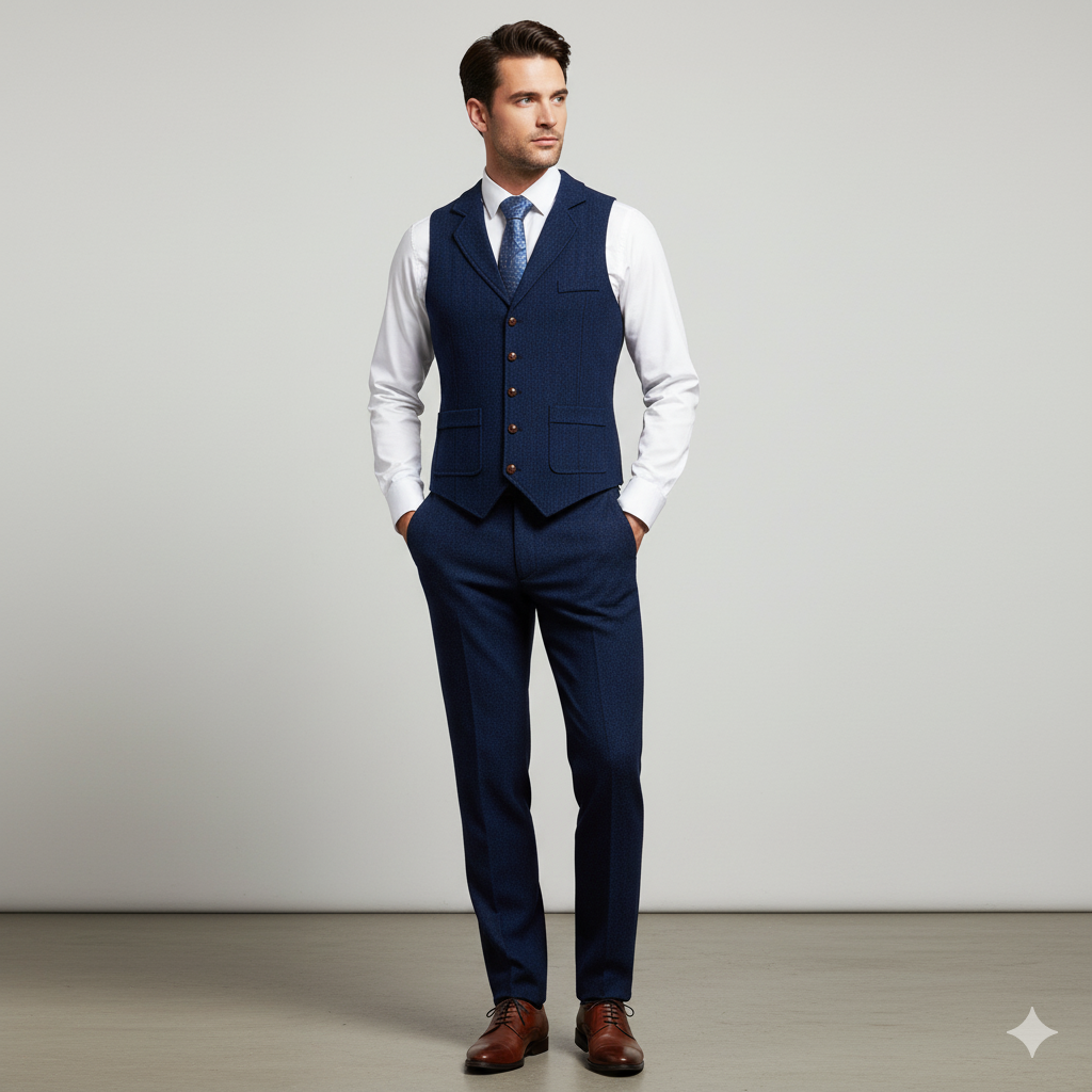 Herren Weste mit Fischgrätenmuster | Elegant & Modern | Herbst/Winter