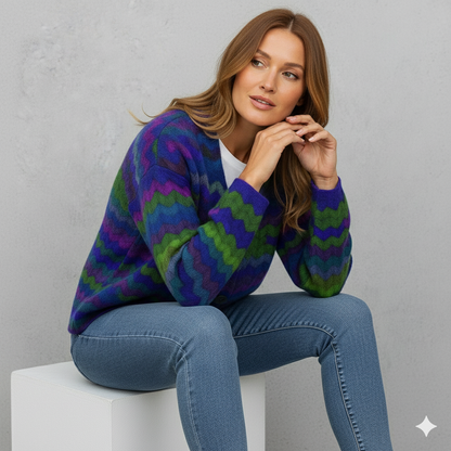 Damen Strickjacke mit abstraktem Print | Herbst/Winter | Stylisch