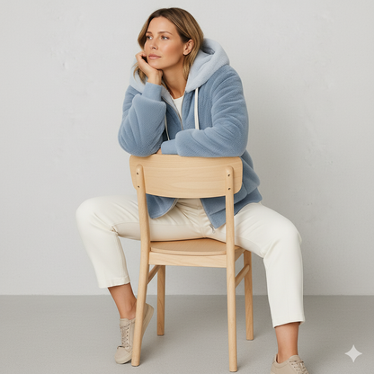 Kuschelige Damen Plüschjacke mit Kapuze und Reißverschluss | Winter