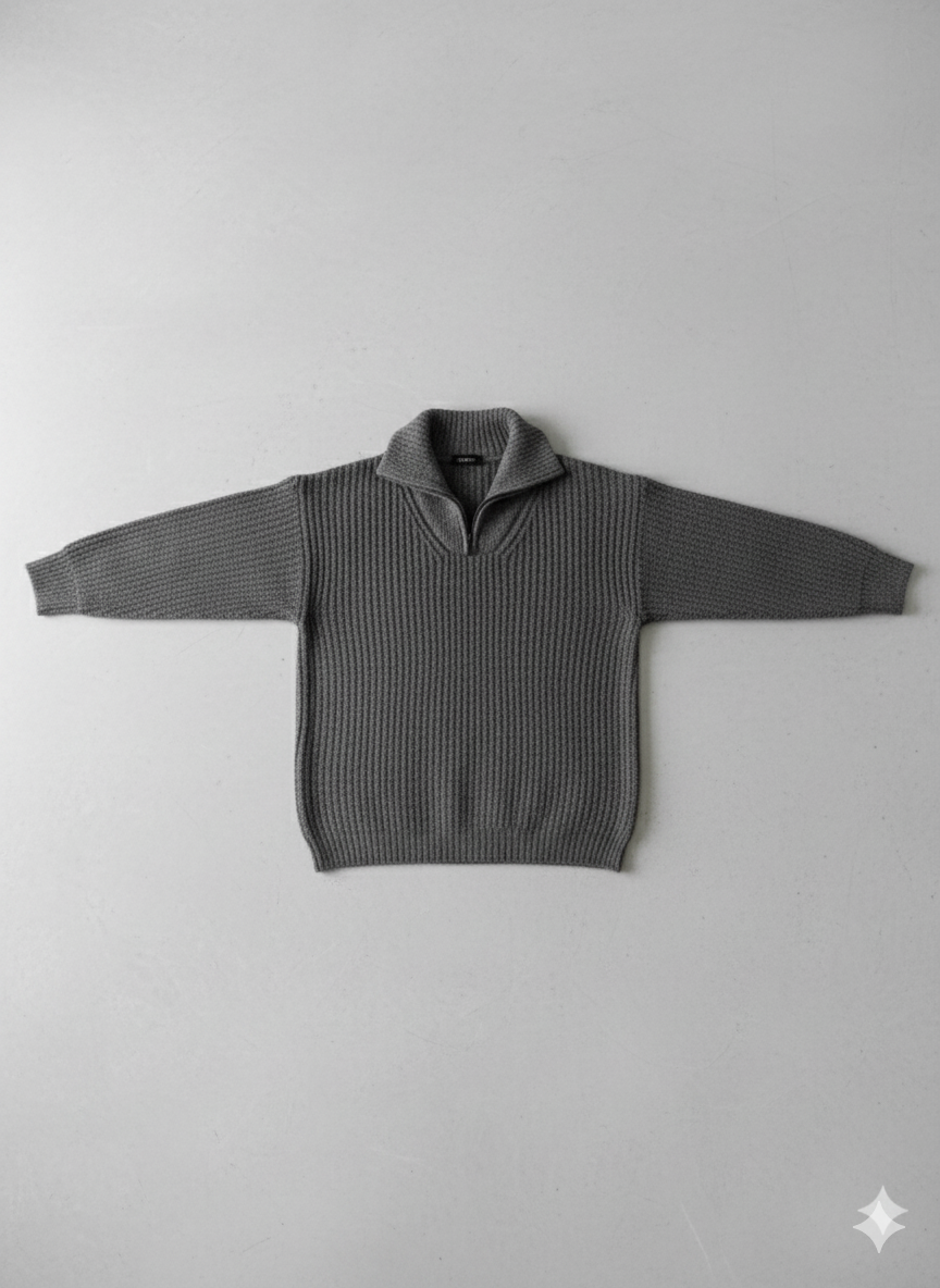 Kuscheliger Damen Strickpullover mit Reißverschluss | Winter