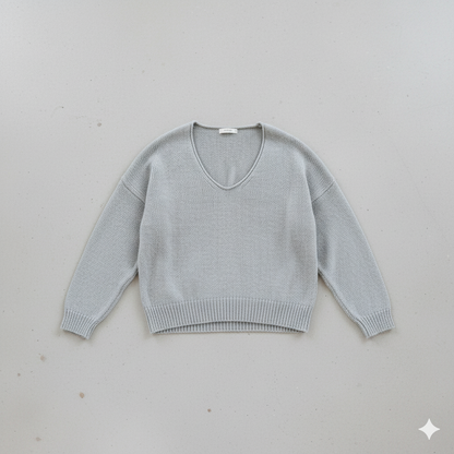 Damen Strickpullover mit V Ausschnitt | Locker & Freizeit