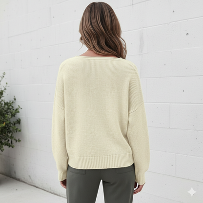 Damen Strickpullover mit V Ausschnitt | Locker & Freizeit