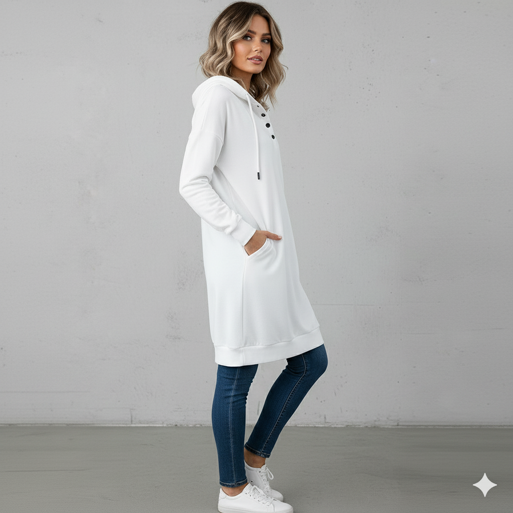 Lässiges Damen Hoodie mit Knopfleist