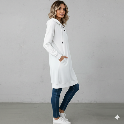 Lässiges Damen Hoodie mit Knopfleist